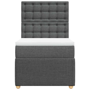 Κρεβάτι Boxspring με Στρώμα Σκούρο Γκρι 90x190 εκ. Υφασμάτινο - Pakobazaar