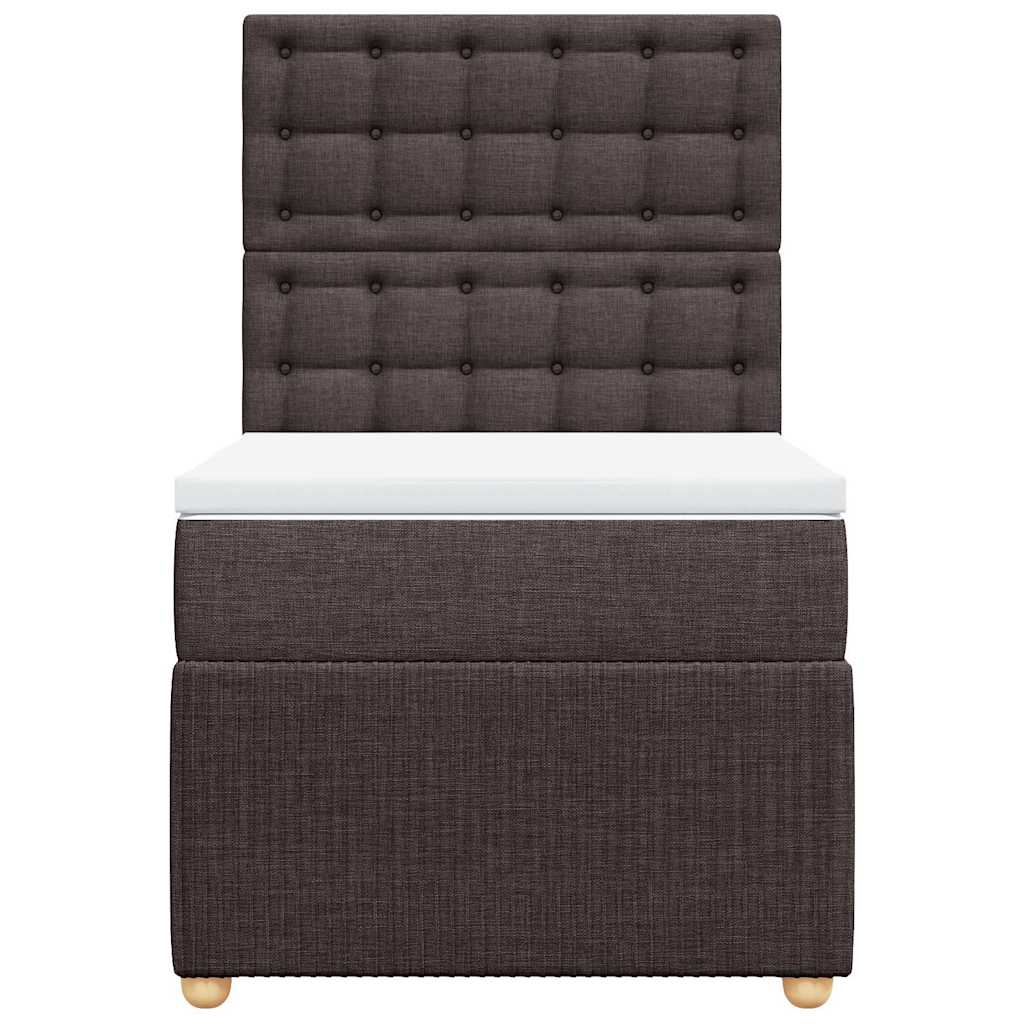 Κρεβάτι Boxspring με Στρώμα Σκούρο Καφέ 90x190 εκ. Υφασμάτινο