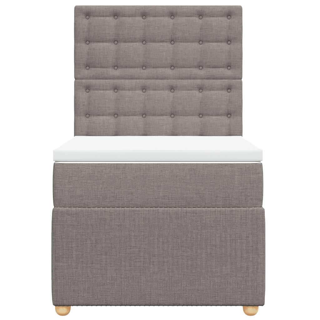 Κρεβάτι Boxspring με Στρώμα Taupe 90x190 εκ.Υφασμάτινο - Pakobazaar