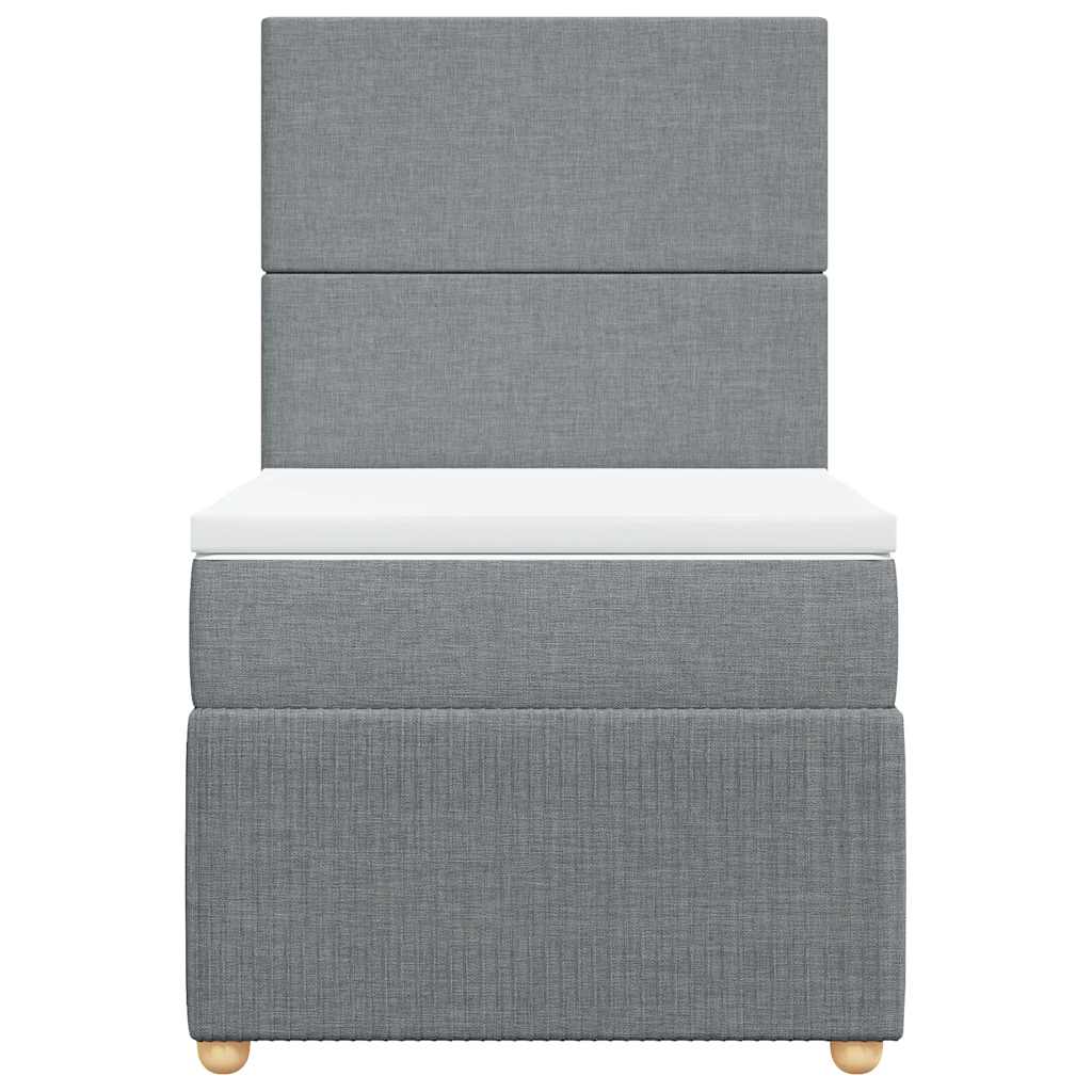 Κρεβάτι Boxspring με Στρώμα Ανοιχτό Γκρι 90x200 εκ. Υφασμάτινο - Pakobazaar