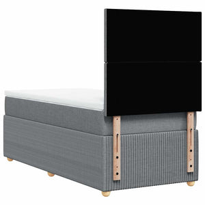 Κρεβάτι Boxspring με Στρώμα Ανοιχτό Γκρι 90x200 εκ. Υφασμάτινο - Pakobazaar