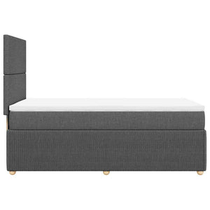 Κρεβάτι Boxspring με Στρώμα Σκούρο Γκρι 90x200 εκ. Υφασμάτινο - Pakobazaar