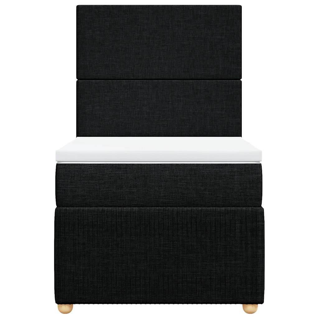 Κρεβάτι Boxspring με Στρώμα Μαύρο 90x200 εκ. Υφασμάτινο - Pakobazaar