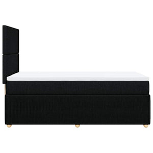 Κρεβάτι Boxspring με Στρώμα Μαύρο 90x200 εκ. Υφασμάτινο - Pakobazaar