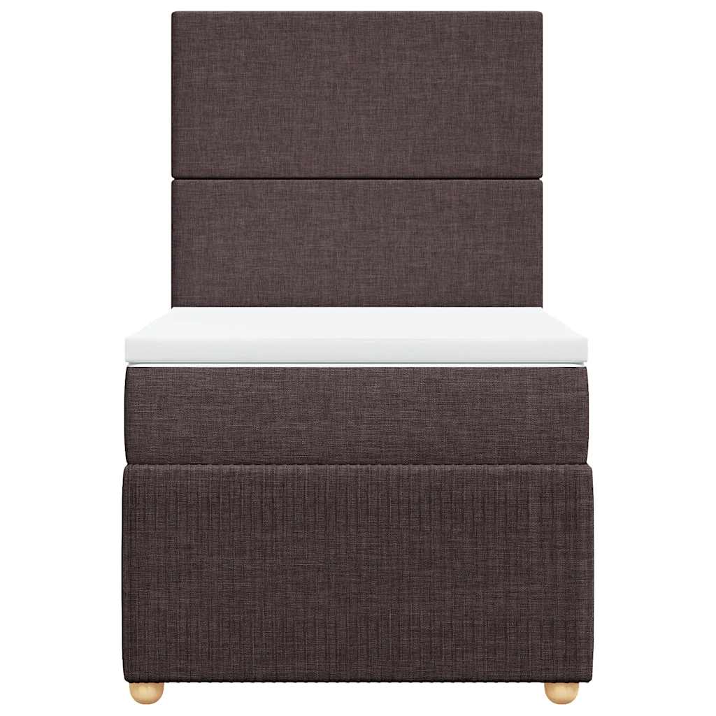 Κρεβάτι Boxspring με Στρώμα Σκούρο Καφέ 90x200 εκ. Υφασμάτινο - Pakobazaar