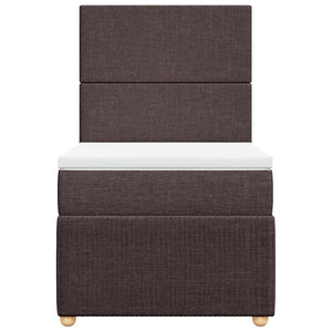 Κρεβάτι Boxspring με Στρώμα Σκούρο Καφέ 90x200 εκ. Υφασμάτινο - Pakobazaar