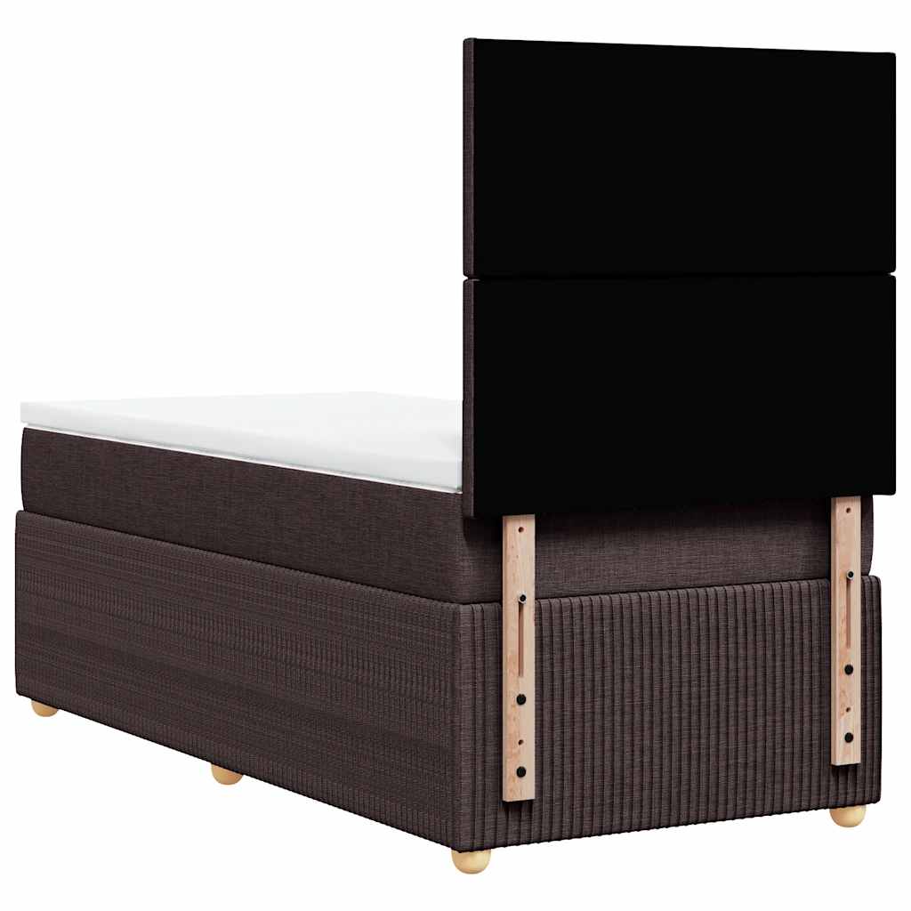 Κρεβάτι Boxspring με Στρώμα Σκούρο Καφέ 90x200 εκ. Υφασμάτινο - Pakobazaar