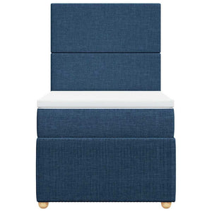 Κρεβάτι Boxspring με Στρώμα Μπλε 90x200 εκ.Υφασμάτινο