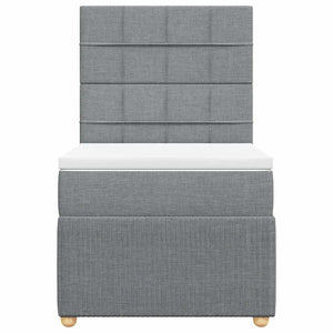 Κρεβάτι Boxspring με Στρώμα Ανοιχτό Γκρι 90x200 εκ. Υφασμάτινο - Pakobazaar