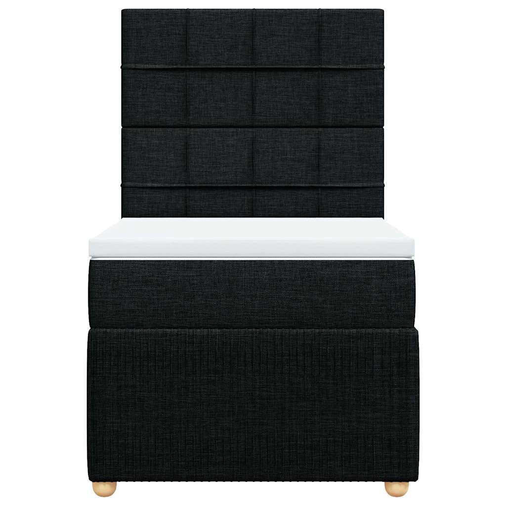 Κρεβάτι Boxspring με Στρώμα Μαύρο 90x200 εκ. Υφασμάτινο - Pakobazaar