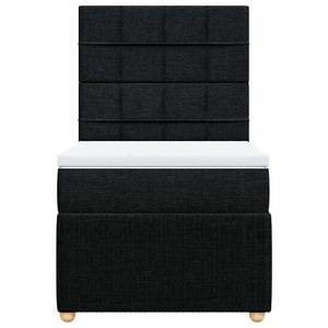 Κρεβάτι Boxspring με Στρώμα Μαύρο 90x200 εκ. Υφασμάτινο - Pakobazaar