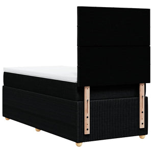 Κρεβάτι Boxspring με Στρώμα Μαύρο 90x200 εκ. Υφασμάτινο - Pakobazaar