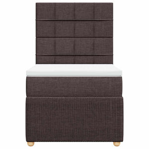 Κρεβάτι Boxspring με Στρώμα Σκούρο Καφέ 90x200 εκ. Υφασμάτινο - Pakobazaar