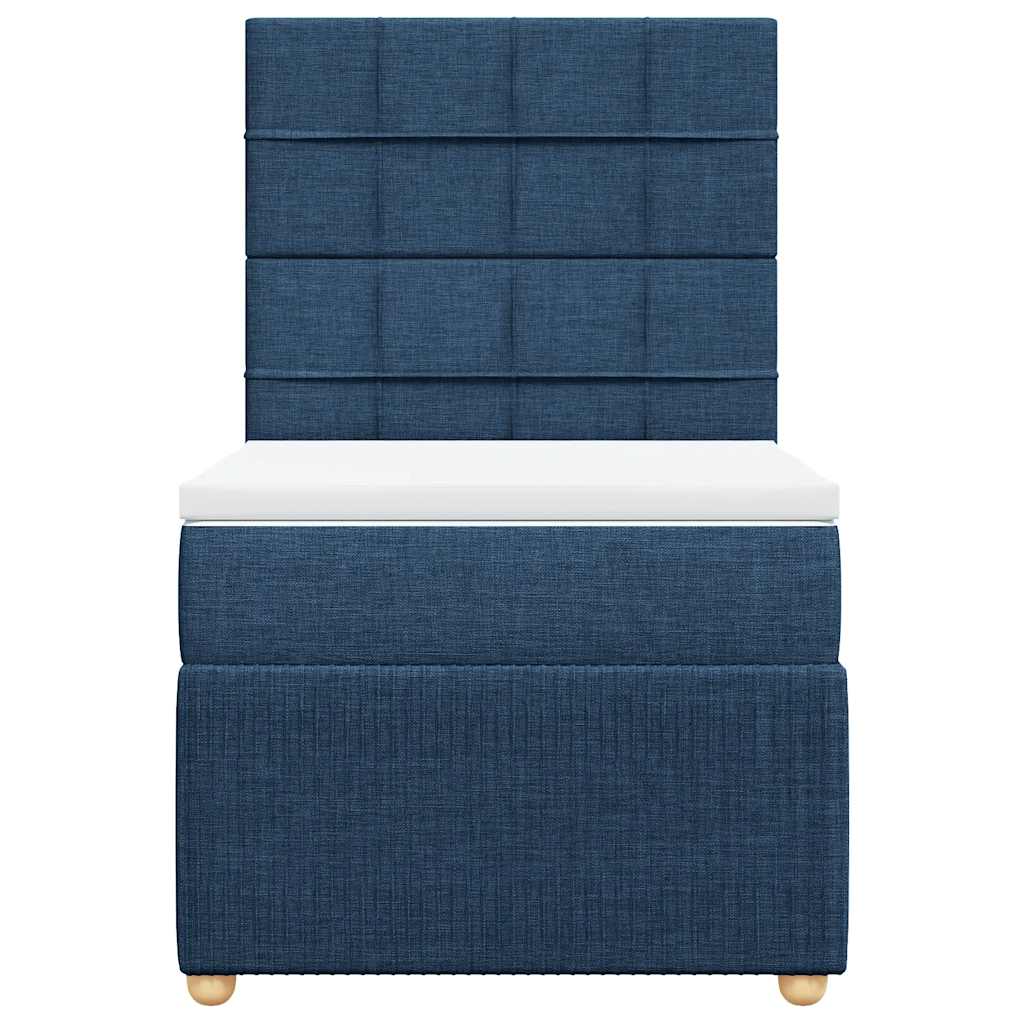 Κρεβάτι Boxspring με Στρώμα Μπλε 90x200 εκ.Υφασμάτινο - Pakobazaar