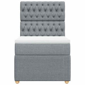 Κρεβάτι Boxspring με Στρώμα Ανοιχτό Γκρι 90x200 εκ. Υφασμάτινο - Pakobazaar