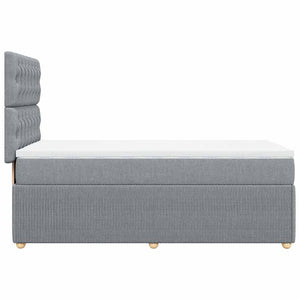 Κρεβάτι Boxspring με Στρώμα Ανοιχτό Γκρι 90x200 εκ. Υφασμάτινο - Pakobazaar