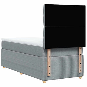 Κρεβάτι Boxspring με Στρώμα Ανοιχτό Γκρι 90x200 εκ. Υφασμάτινο - Pakobazaar