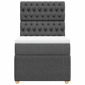 Κρεβάτι Boxspring με Στρώμα Σκούρο Γκρι 90x200 εκ. Υφασμάτινο - Pakobazaar
