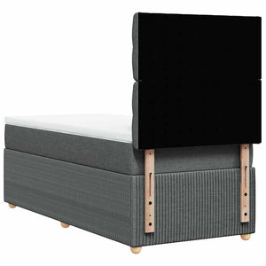 Κρεβάτι Boxspring με Στρώμα Σκούρο Γκρι 90x200 εκ. Υφασμάτινο - Pakobazaar
