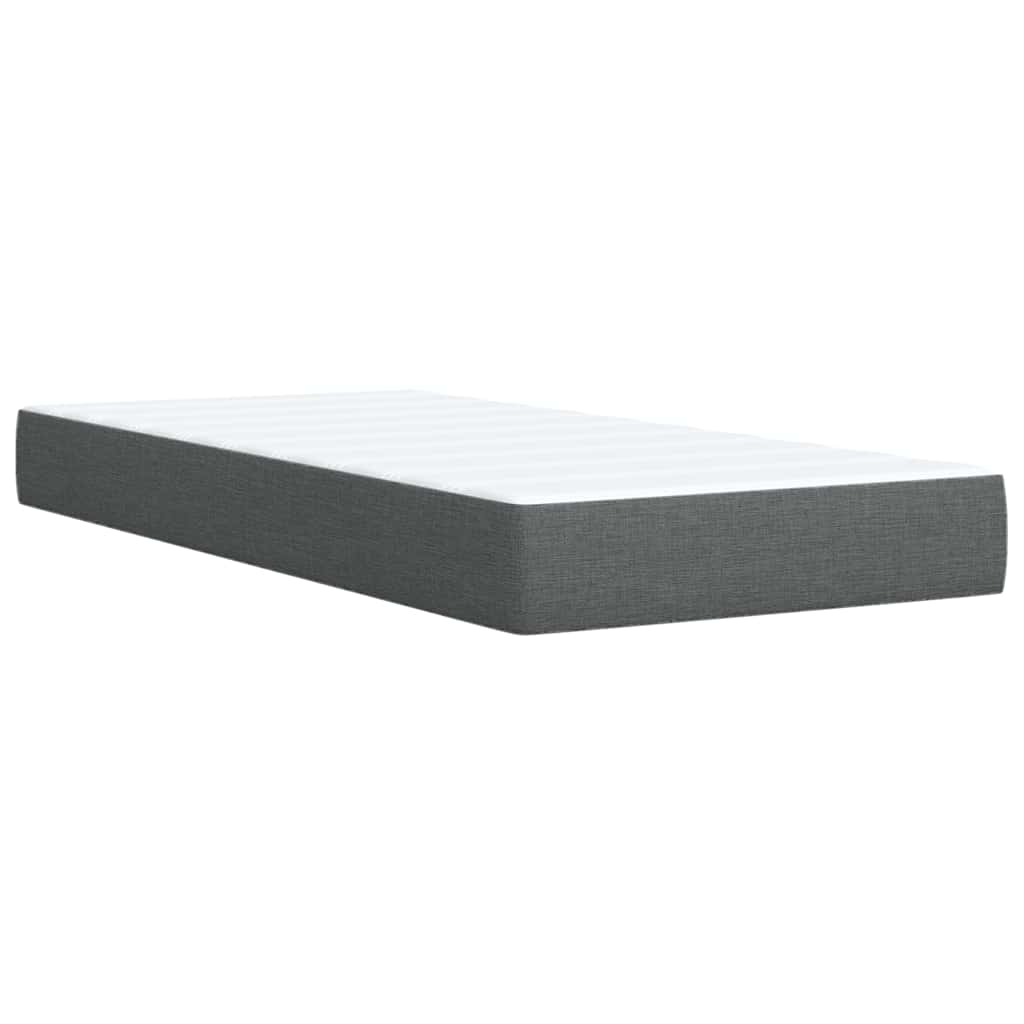 Κρεβάτι Boxspring με Στρώμα Σκούρο Γκρι 90x200 εκ. Υφασμάτινο - Pakobazaar