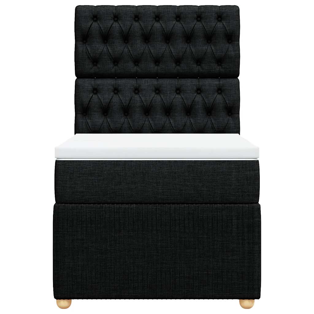 Κρεβάτι Boxspring με Στρώμα Μαύρο 90x200 εκ. Υφασμάτινο - Pakobazaar