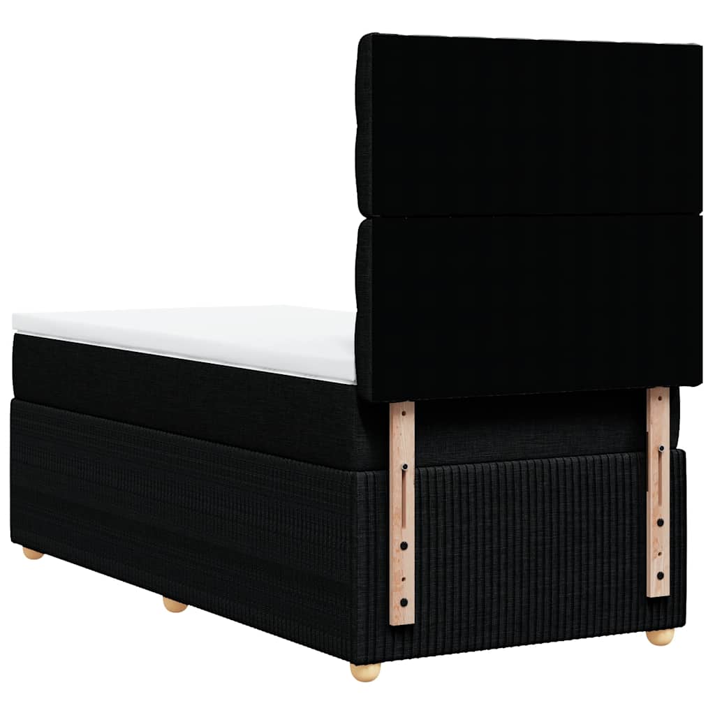 Κρεβάτι Boxspring με Στρώμα Μαύρο 90x200 εκ. Υφασμάτινο - Pakobazaar