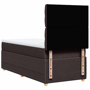 Κρεβάτι Boxspring με Στρώμα Σκούρο Καφέ 90x200 εκ. Υφασμάτινο