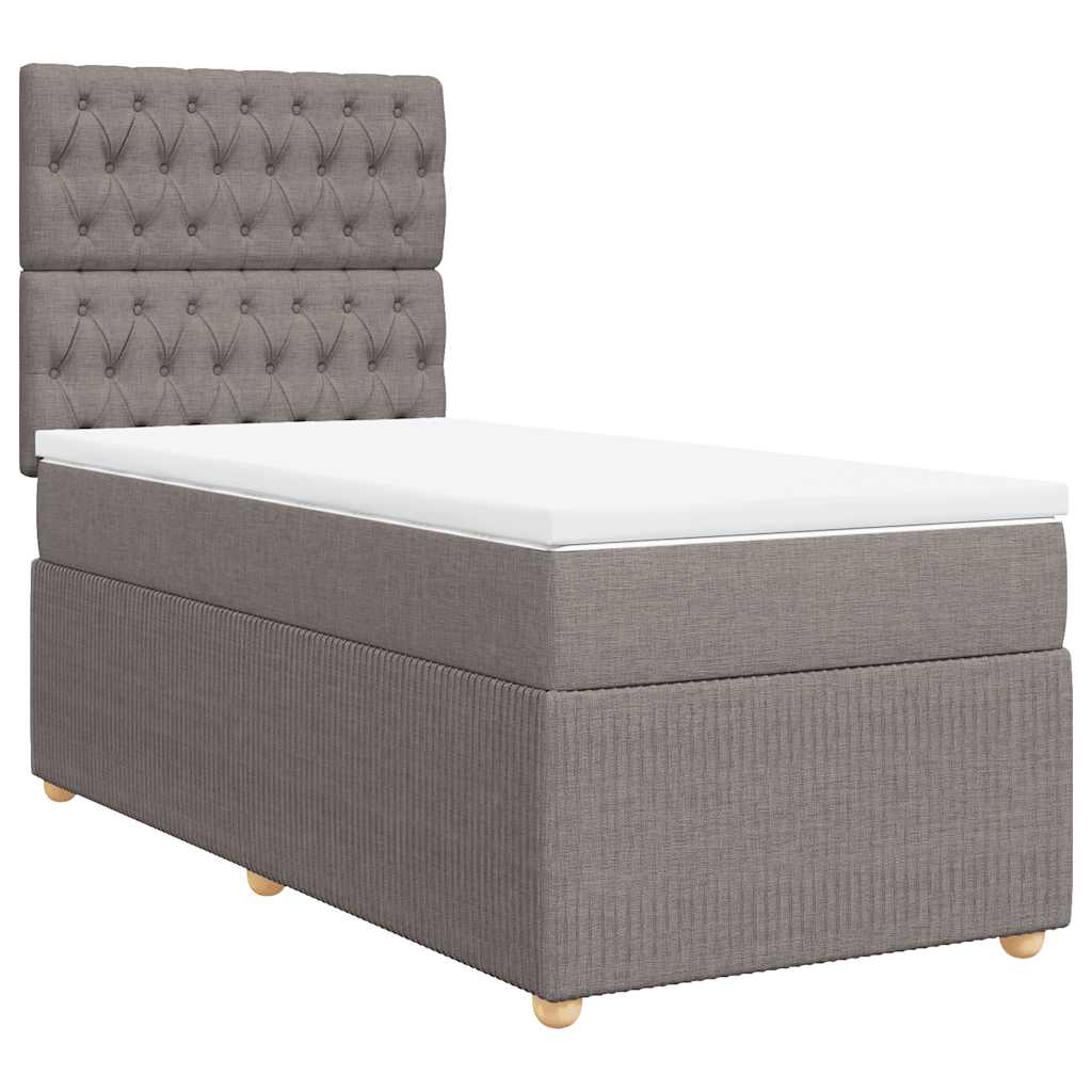 Κρεβάτι Boxspring με Στρώμα Taupe 90x200 εκ. Υφασμάτινο - Pakobazaar