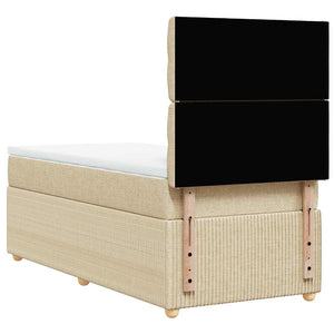 Κρεβάτι Boxspring με Στρώμα Κρεμ 90x200 εκ.Υφασμάτινο - Pakobazaar