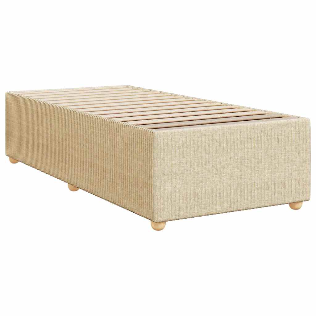 Κρεβάτι Boxspring με Στρώμα Κρεμ 90x200 εκ.Υφασμάτινο - Pakobazaar