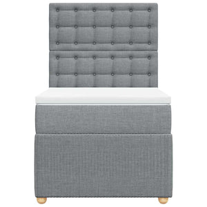 Κρεβάτι Boxspring με Στρώμα Ανοιχτό Γκρι 90x200 εκ. Υφασμάτινο - Pakobazaar