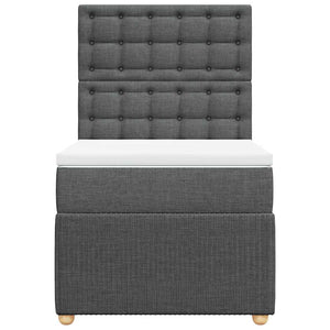 Κρεβάτι Boxspring με Στρώμα Σκούρο Γκρι 90x200 εκ. Υφασμάτινο - Pakobazaar