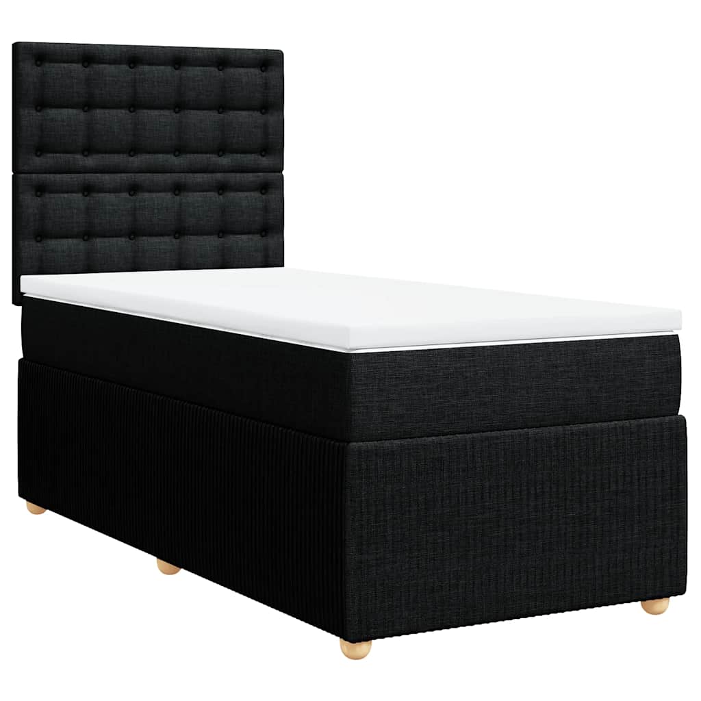 Κρεβάτι Boxspring με Στρώμα Μαύρο 90x200 εκ. Υφασμάτινο - Pakobazaar