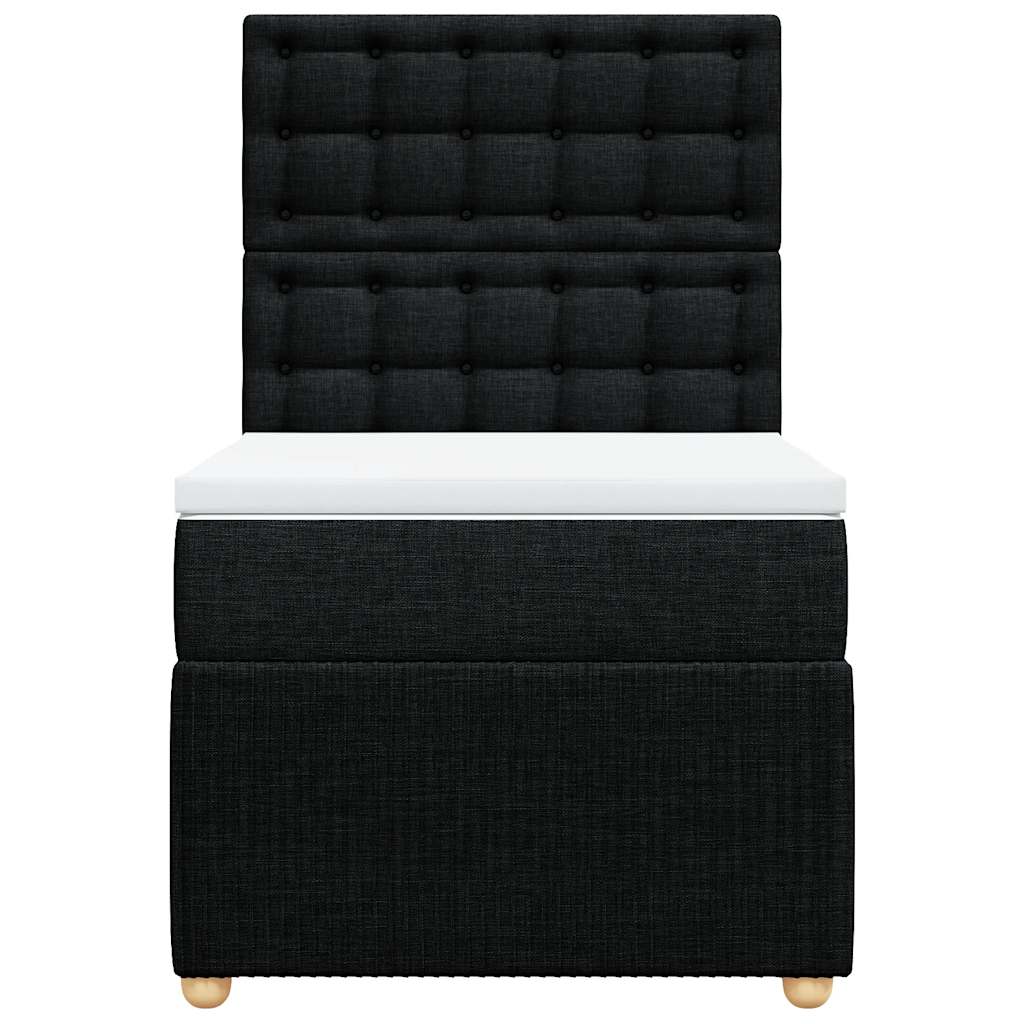 Κρεβάτι Boxspring με Στρώμα Μαύρο 90x200 εκ. Υφασμάτινο - Pakobazaar