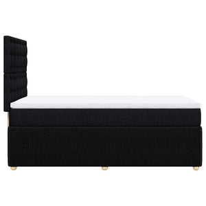 Κρεβάτι Boxspring με Στρώμα Μαύρο 90x200 εκ. Υφασμάτινο - Pakobazaar