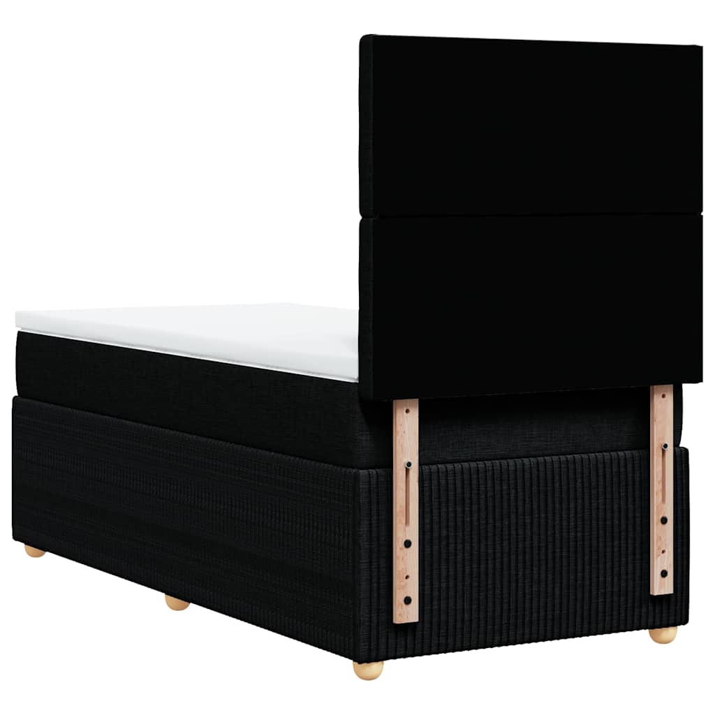 Κρεβάτι Boxspring με Στρώμα Μαύρο 90x200 εκ. Υφασμάτινο - Pakobazaar