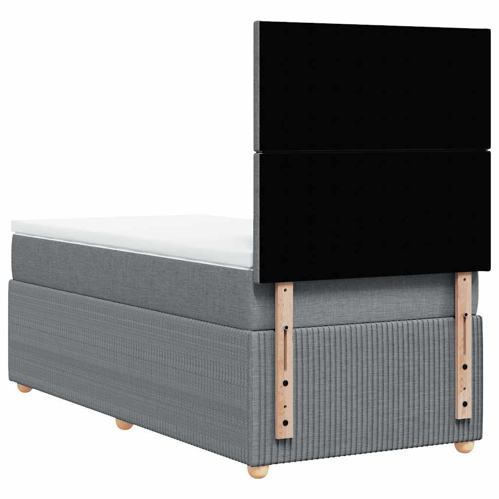 Κρεβάτι Boxspring με Στρώμα Ανοιχτό Γκρι 100x200 εκ. Υφασμάτινο