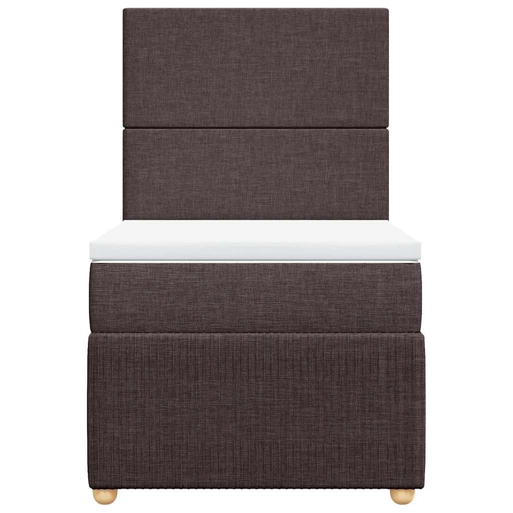 Κρεβάτι Boxspring με Στρώμα Σκούρο Καφέ 100x200 εκ. Υφασμάτινο - Pakobazaar