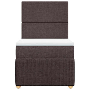 Κρεβάτι Boxspring με Στρώμα Σκούρο Καφέ 100x200 εκ. Υφασμάτινο - Pakobazaar