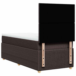 Κρεβάτι Boxspring με Στρώμα Σκούρο Καφέ 100x200 εκ. Υφασμάτινο - Pakobazaar