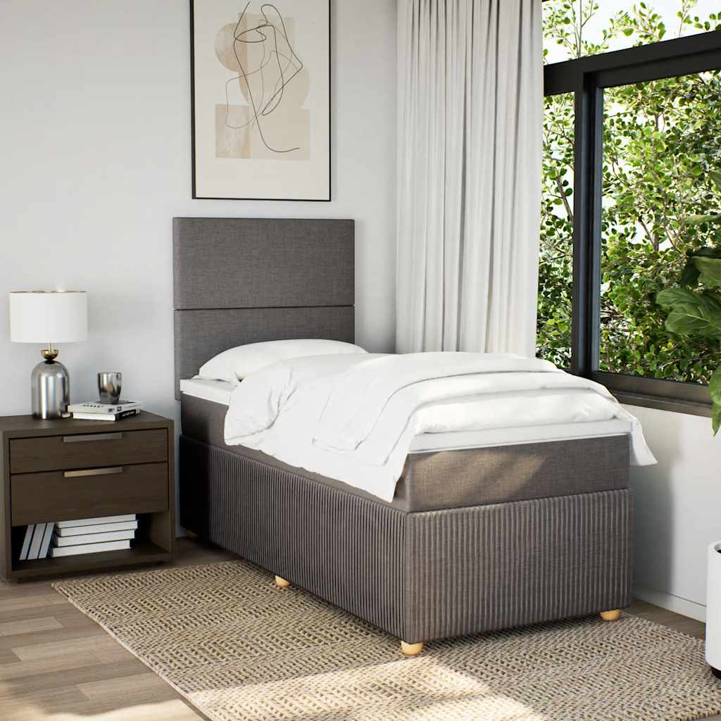 Κρεβάτι Boxspring με Στρώμα Taupe 100 x 200 εκ. Υφασμάτινο