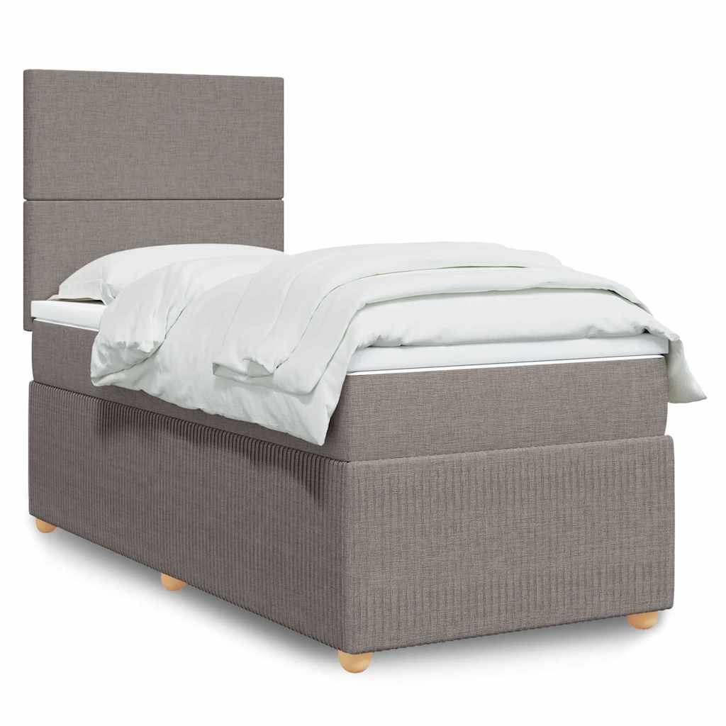 Κρεβάτι Boxspring με Στρώμα Taupe 100 x 200 εκ. Υφασμάτινο