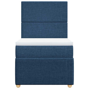 Κρεβάτι Boxspring με Στρώμα Μπλε 100 x 200 εκ. Υφασμάτινο