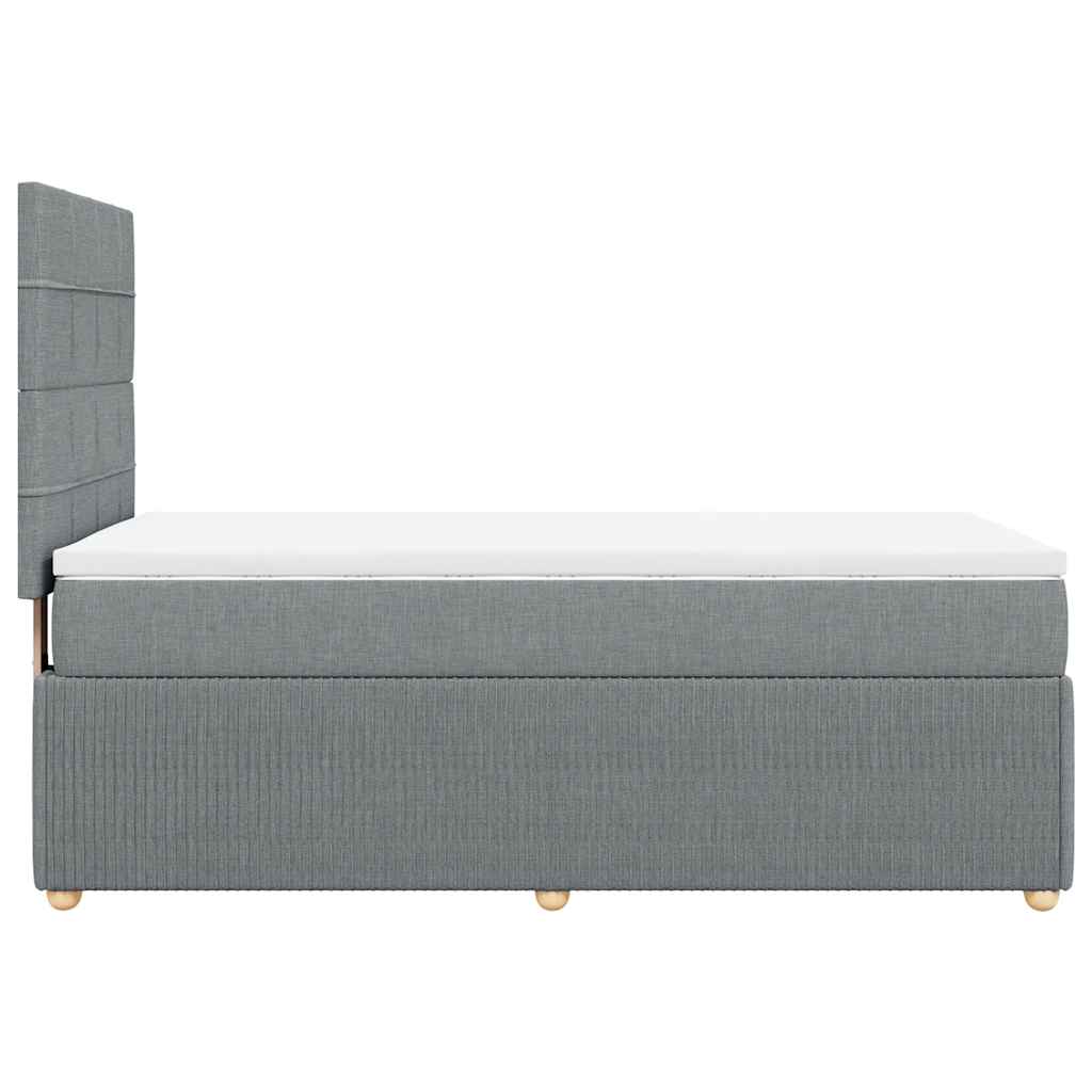 Κρεβάτι Boxspring με Στρώμα Ανοιχτό Γκρι 100x200 εκ. Υφασμάτινο