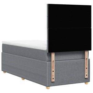 Κρεβάτι Boxspring με Στρώμα Ανοιχτό Γκρι 100x200 εκ. Υφασμάτινο