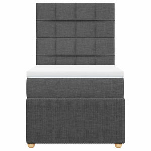 Κρεβάτι Boxspring με Στρώμα Σκούρο Γκρι 100x200 εκ. Υφασμάτινο - Pakobazaar