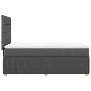 Κρεβάτι Boxspring με Στρώμα Σκούρο Γκρι 100x200 εκ. Υφασμάτινο - Pakobazaar