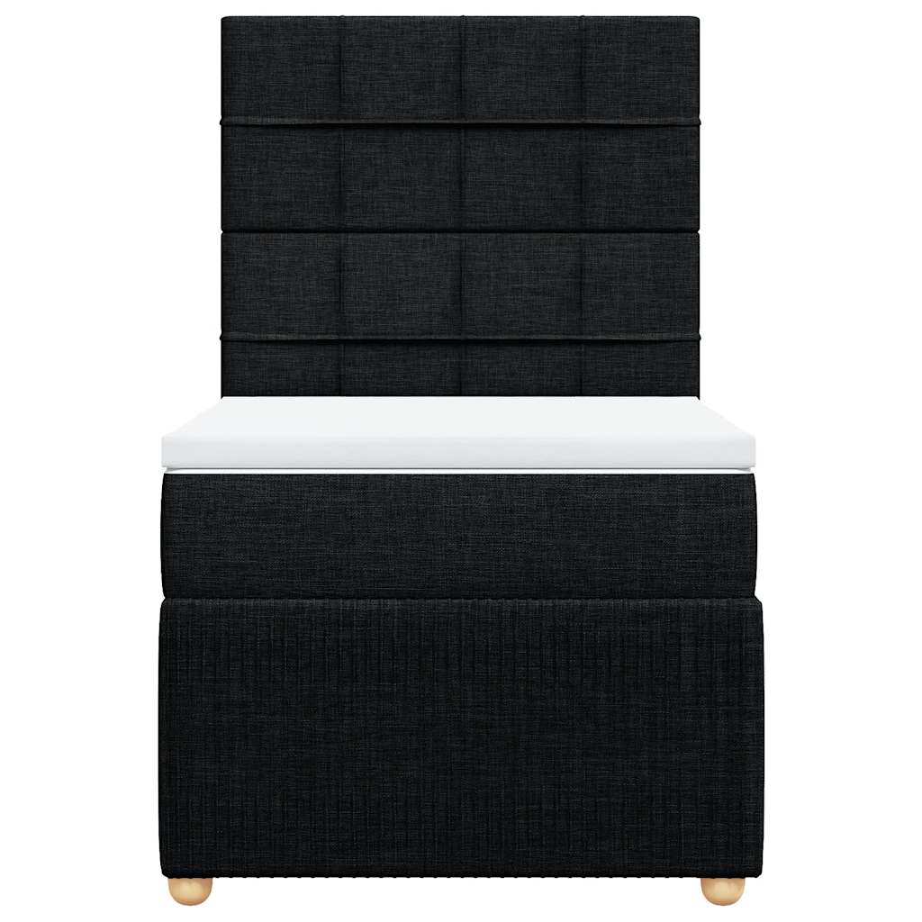 Κρεβάτι Boxspring με Στρώμα Μαύρο 100 x 200 εκ. Υφασμάτινο - Pakobazaar