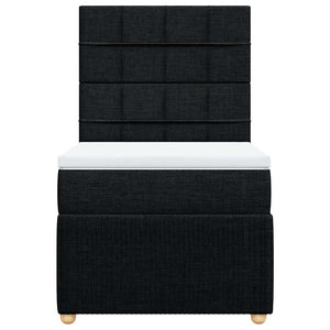 Κρεβάτι Boxspring με Στρώμα Μαύρο 100 x 200 εκ. Υφασμάτινο - Pakobazaar
