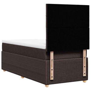 Κρεβάτι Boxspring με Στρώμα Σκούρο Καφέ 100x200 εκ. Υφασμάτινο - Pakobazaar